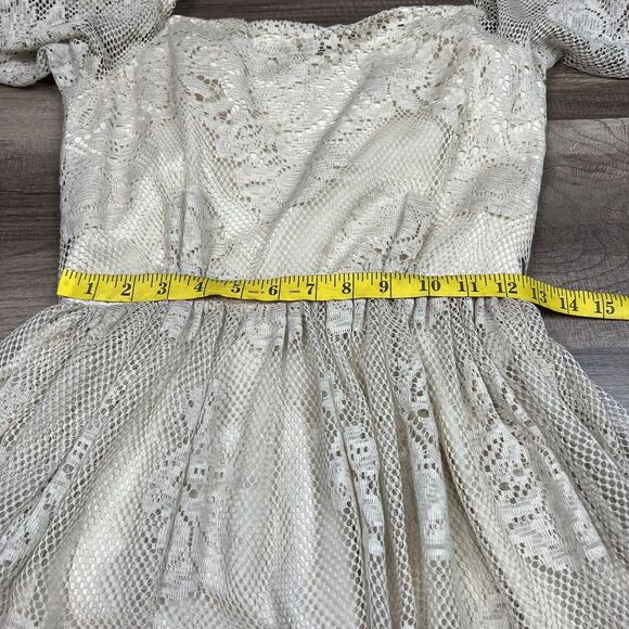 VTG 60’s Lilli Diamond Lace Off The Shoulder Boho Balloon Sleeves Dress Sz M? - Picture 5 of 9